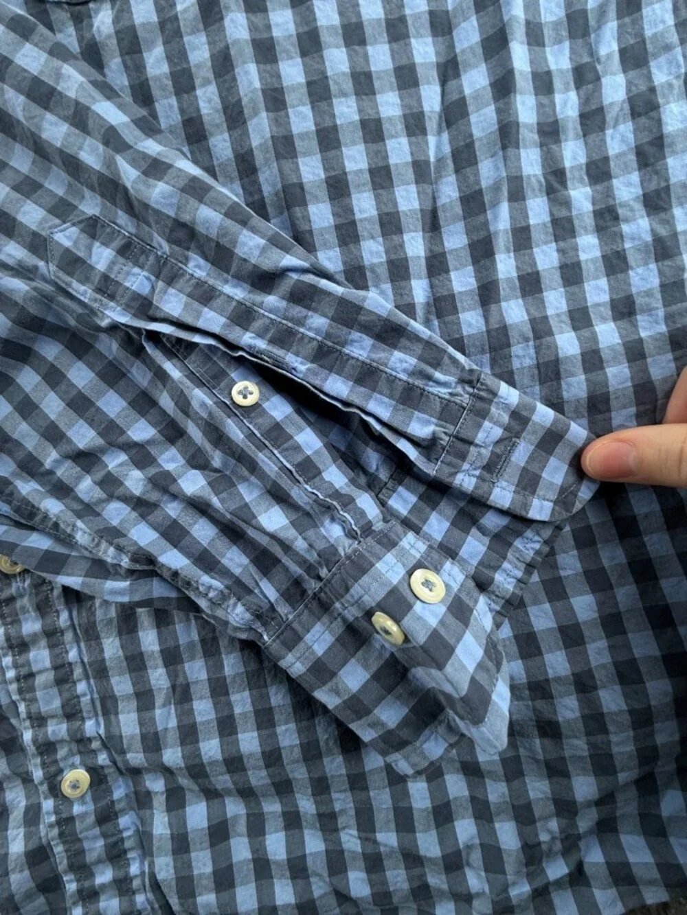 Brooks Brothers XL Cotton Check Button-Down Blue Men Shirt Long Sleeve Business